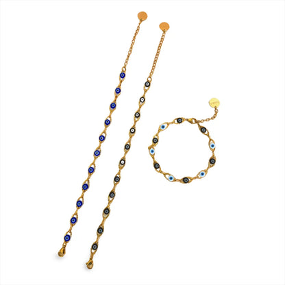 Turkish Evil Eye Gold Chain Bracelet