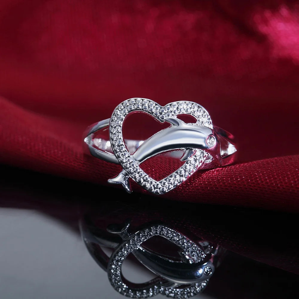 Dolphin Whisper Heart Ring