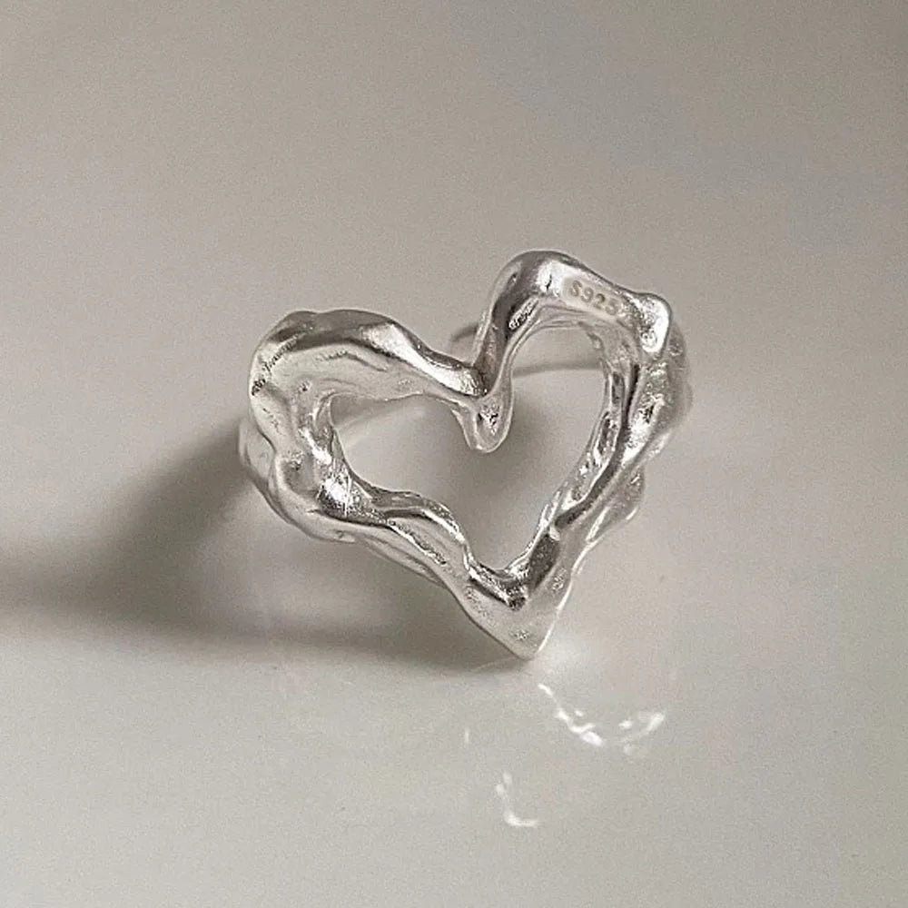 Minimalist Handmade Couple Heart Ring