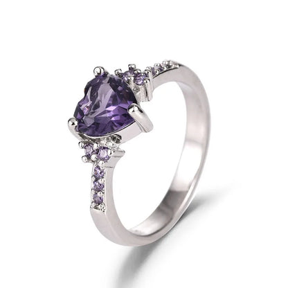 925 Silver Royal Violet Heart Ring