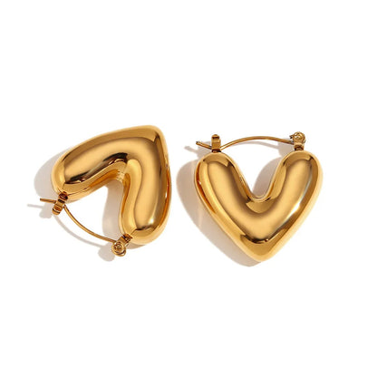 Golden Statement Heart Earrings