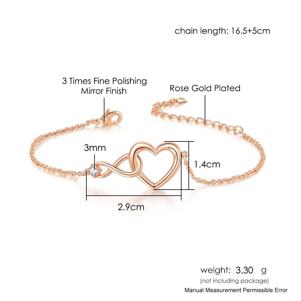 Infinite Love Golden Heart Bracelet