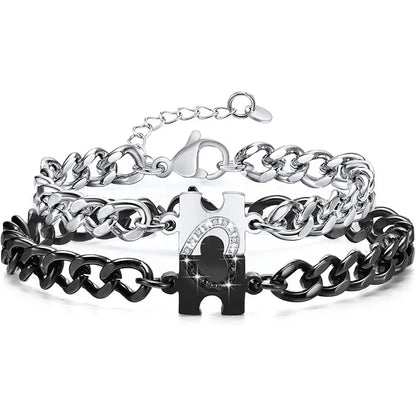 Interlocking Hearts Puzzle Couple Bracelets