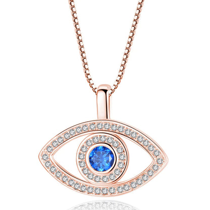 Blue Rhinestone Evil Eye Necklace