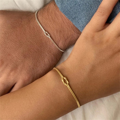 Stainless Steel Golden Knot Couple Bracelets