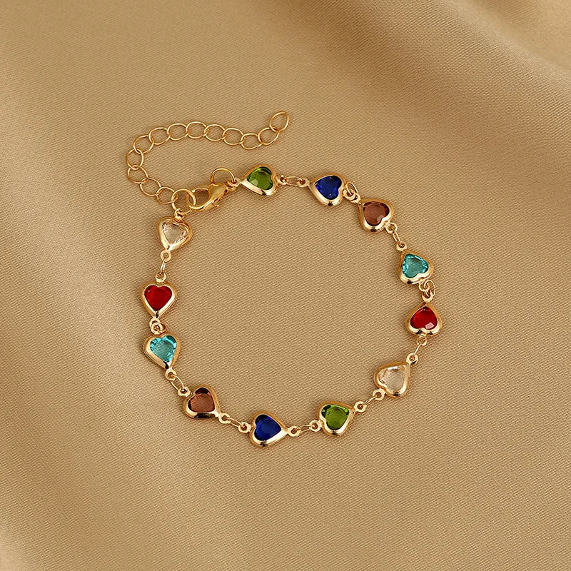 Colorful Crystal Heart Bracelet