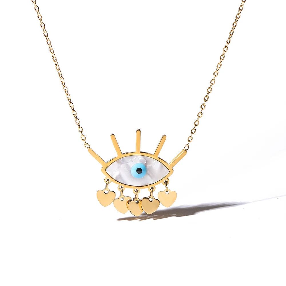 Golden Glow Evil Eye Pendant Necklace