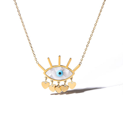 Golden Glow Evil Eye Pendant Necklace