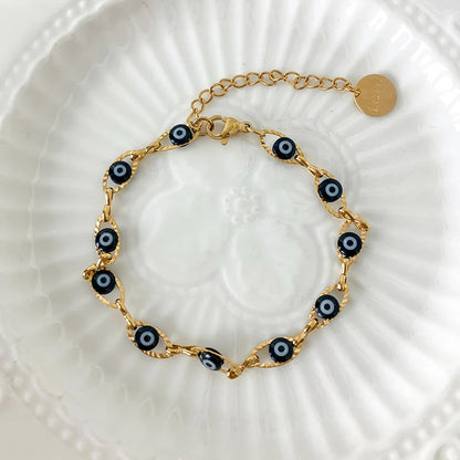 Turkish Evil Eye Gold Chain Bracelet