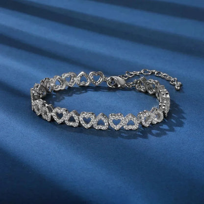 Zircon Spark Hollow Heart Bracelet