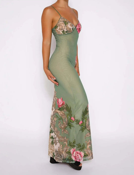 Floral V-Neck Maxi Dress - Summer Elegance