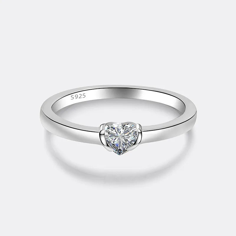 Classic Spark Heart Solitaire Ring