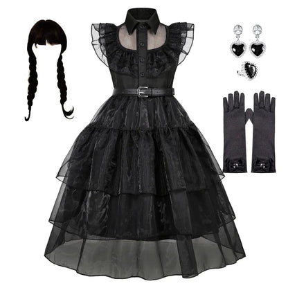 Kids’ Black Gothic Dress with Optional Accessories