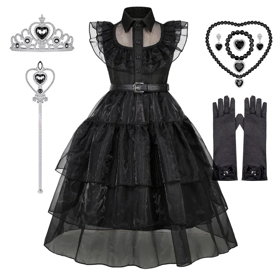 Kids’ Black Gothic Dress with Optional Accessories