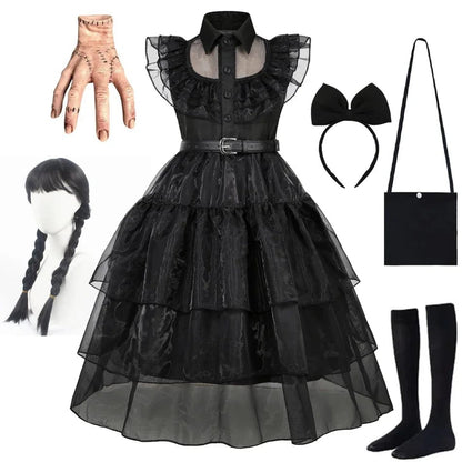 Kids’ Black Gothic Dress with Optional Accessories
