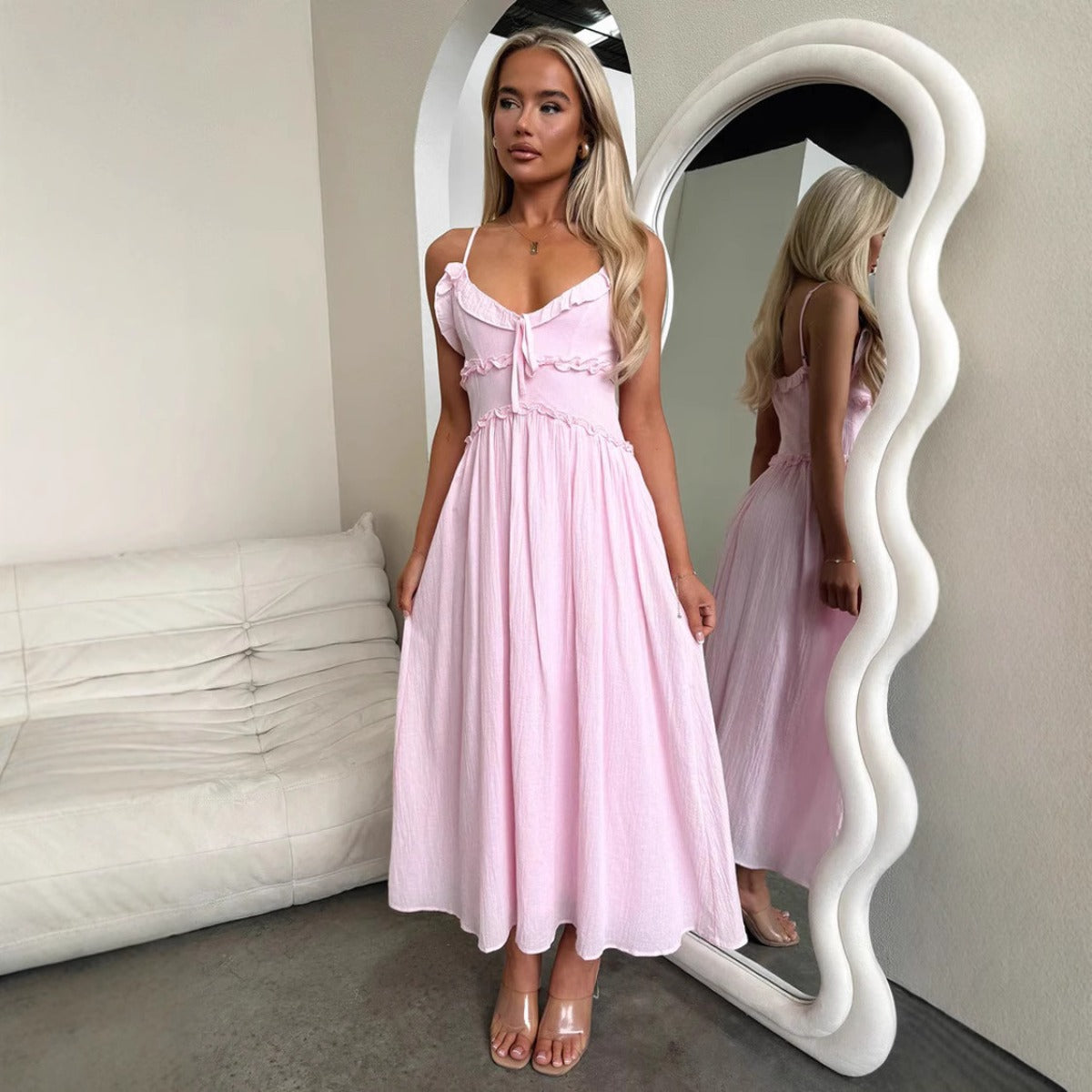 Suspender Skirt with Ruffle Detail