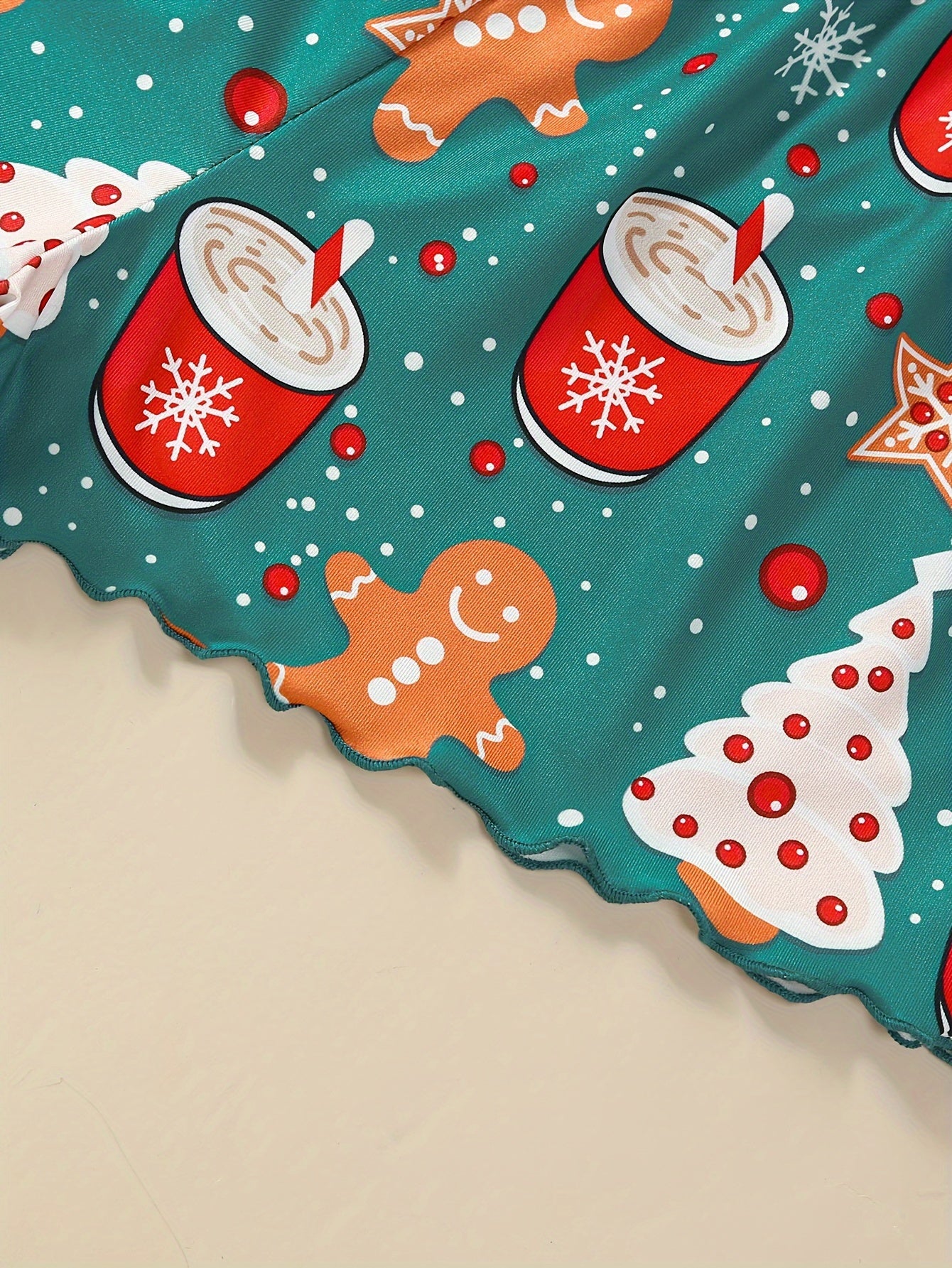 Two-Piece Holiday Pajama Set with Christmas Print