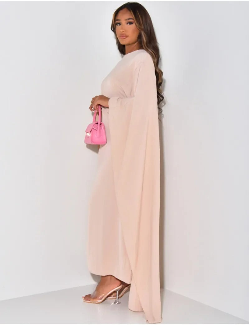 Elegant High-Waist Round Neck Long Dress