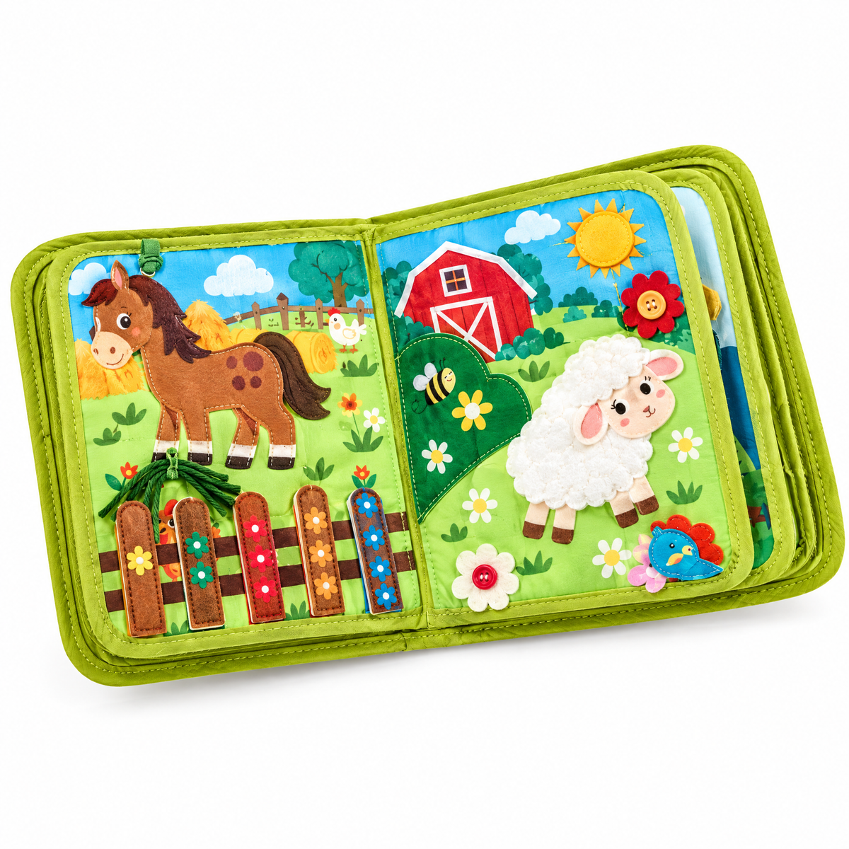 Farm busy book for toddlers 1-3, soft Montessori quiet book