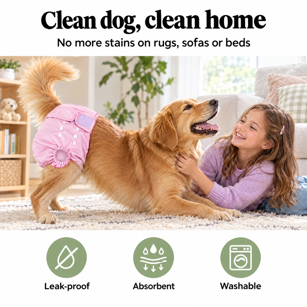 Washable dog diapers for a clean home