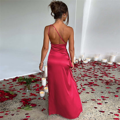 Chic One-Shoulder Ruffled Maxi Dress