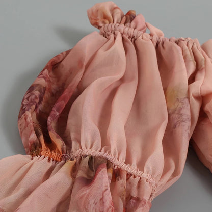 Elegant Off-the-Shoulder Floral Chiffon Dress