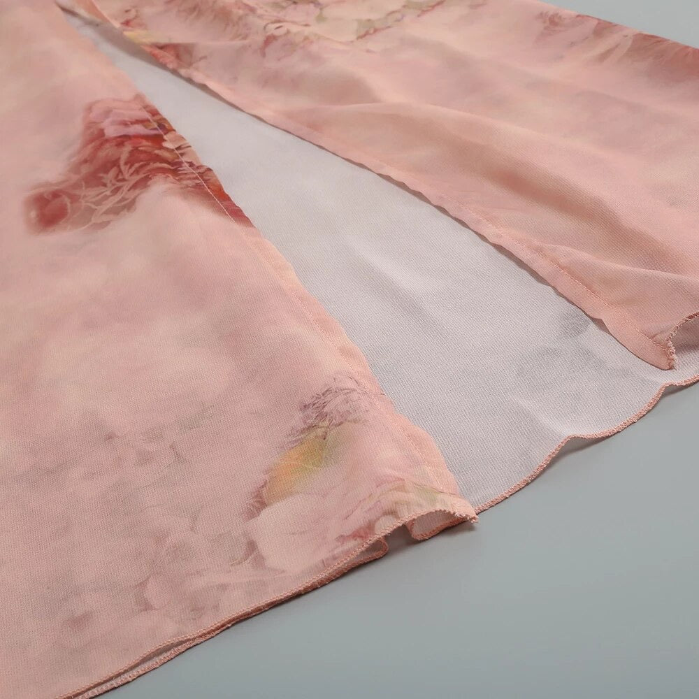 Elegant Off-the-Shoulder Floral Chiffon Dress