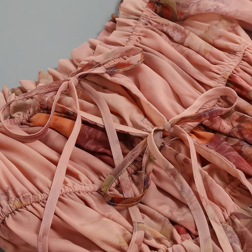 Elegant Off-the-Shoulder Floral Chiffon Dress