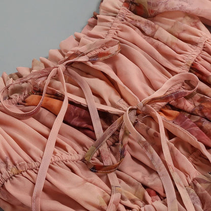 Elegant Off-the-Shoulder Floral Chiffon Dress