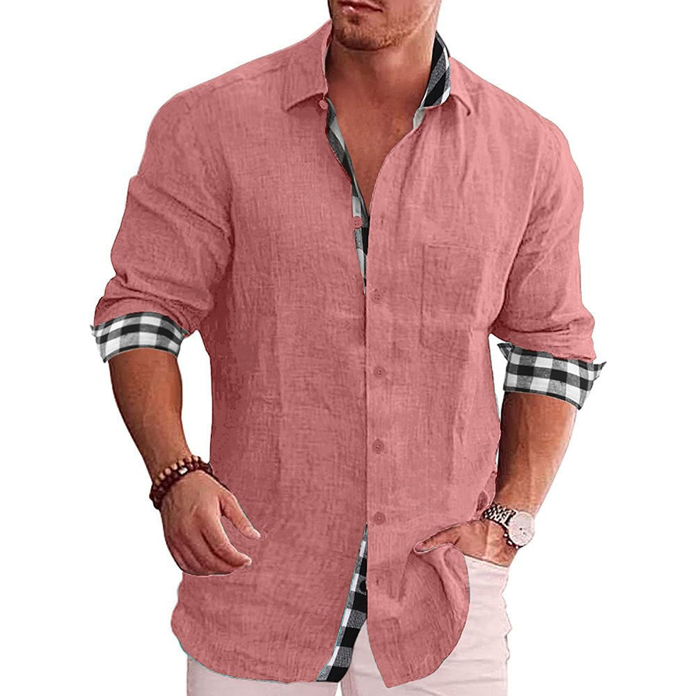 Men's Long Sleeve Shirt with Classic Collar