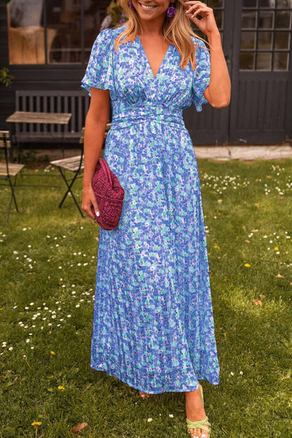 Floral V-Neck Long Dress for All Body Types