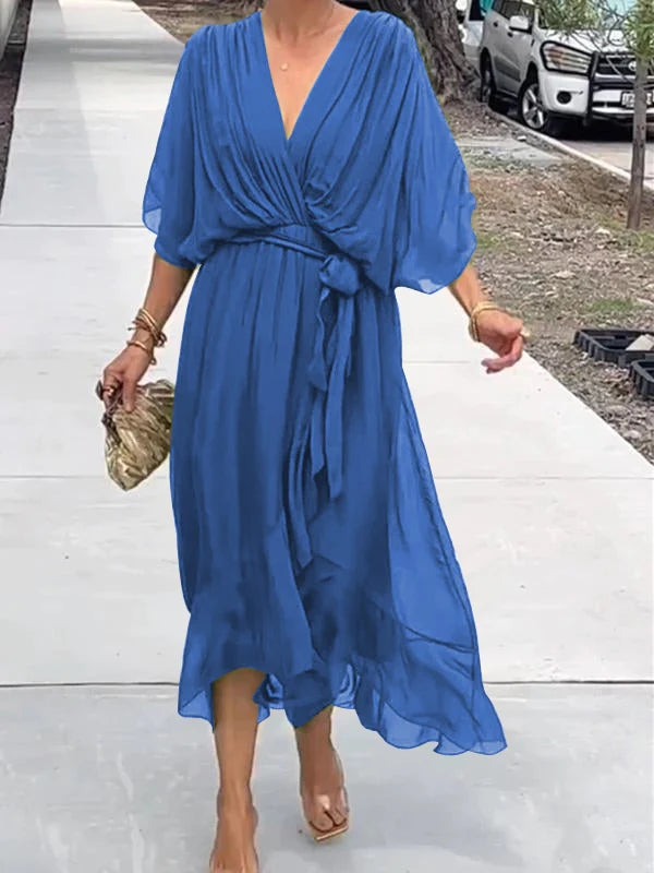 Elegant V-Neck Kaftan Dress: Versatile Comfort