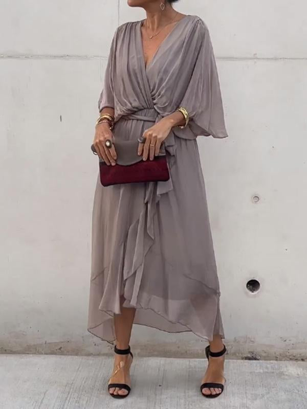 Elegant V-Neck Kaftan Dress: Versatile Comfort