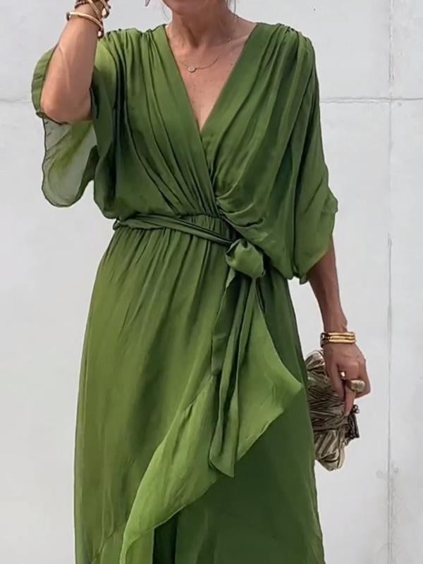 Elegant V-Neck Kaftan Dress: Versatile Comfort