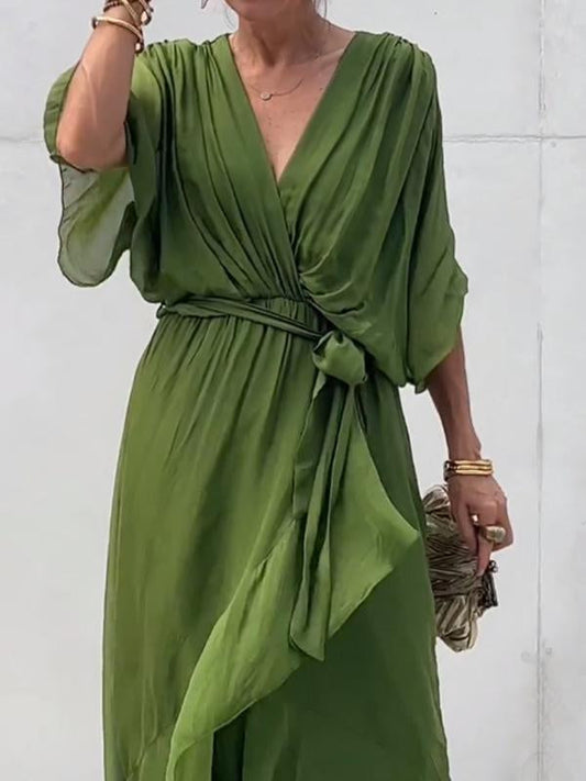 Elegant V-Neck Kaftan Dress: Versatile Comfort