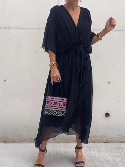 Elegant V-Neck Kaftan Dress: Versatile Comfort