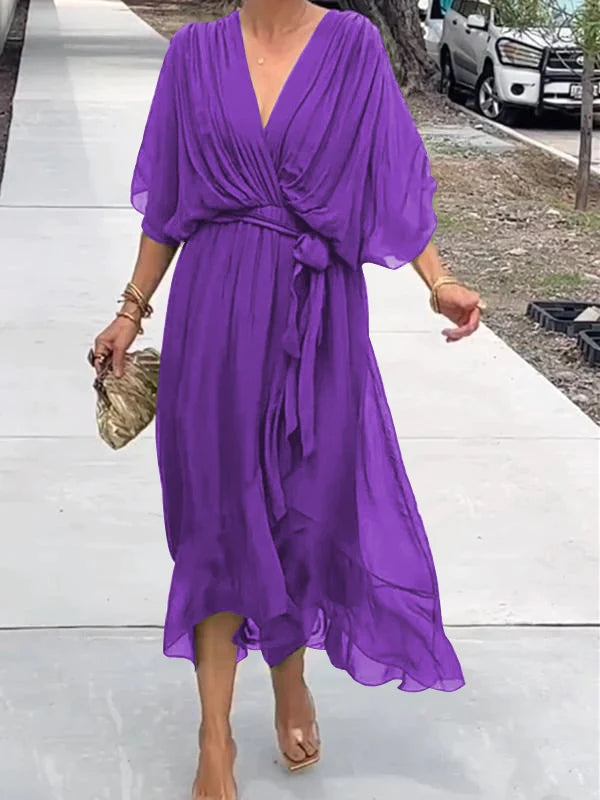 Elegant V-Neck Kaftan Dress: Versatile Comfort