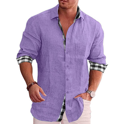 Men's Long Sleeve Shirt with Classic Collar