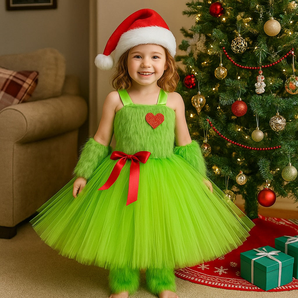 Girls Grinch Christmas Tutu Dress Green Costume