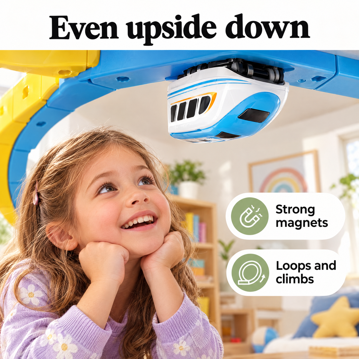 Magnetic train track set – even upside down