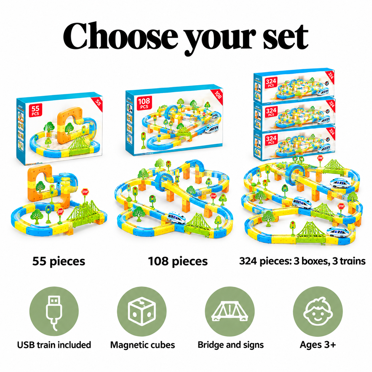 Magnetic train track set – choose your set