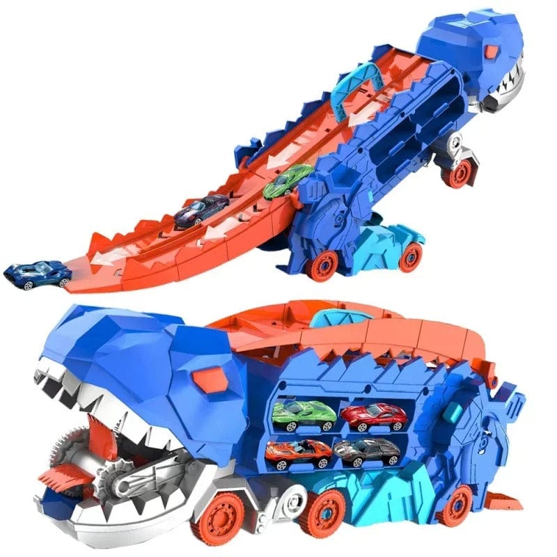 Blue Dinosaur-Themed Transformable Vehicle Launcher Playset