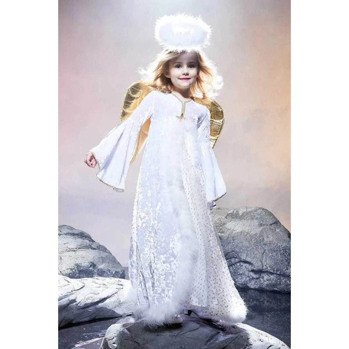 Children’s White Angel Costume with Wings and Halo