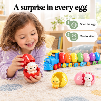 Montessori number train – a surprise in every egg