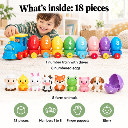 Montessori number train – what's inside: 18 pieces