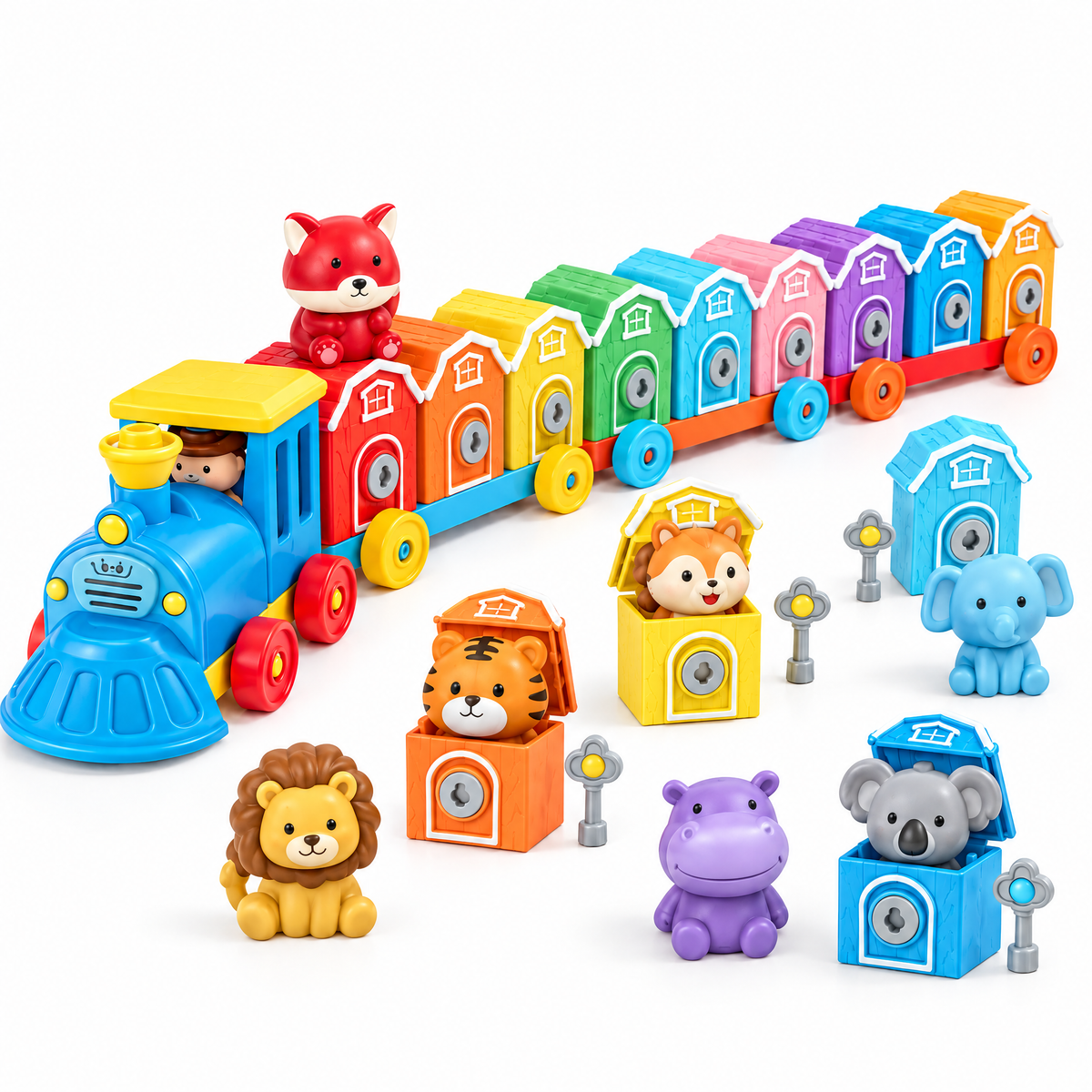 Montessori number train – forest animals set