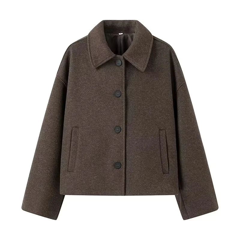 Women's Oversized Short Jacket with Button Closure