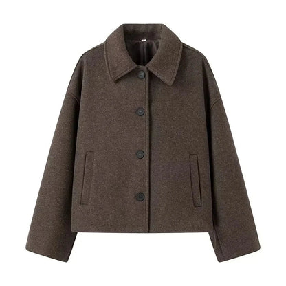 Women's Oversized Short Jacket with Button Closure