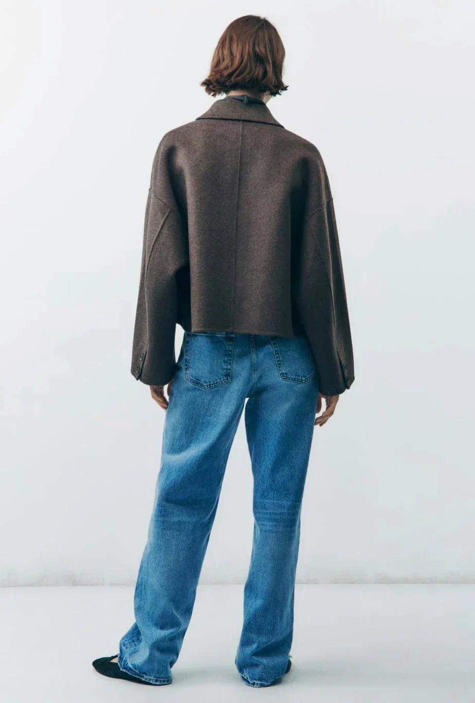 Women's Oversized Short Jacket with Button Closure