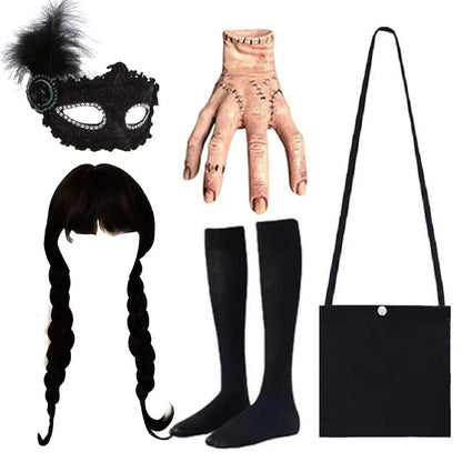 Kids’ Black Gothic Dress with Optional Accessories